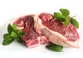 Two raw lamb chops over white Royalty Free Stock Photo