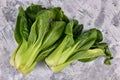 Two raw Shanghai Pak Choi chinese cabbage vegetables