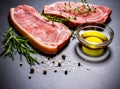 Two raw veal chops with ingredients Royalty Free Stock Photo