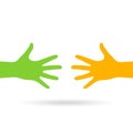 Two reaching hands vector icon Royalty Free Stock Photo