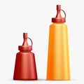 Two realistic bottles for ketchup and mustard