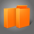 Two realistic bright orange blank paper packages