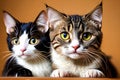 two realistic cats looking at the camera facial expressions generated by ai