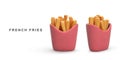 Two realistic French fries on white background. Vector illustration
