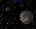 Two realistic planets in cosmos 3D illustration