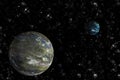 Two realistic planets in the cosmos 3D illustration