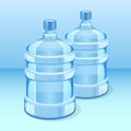 Two realistic plastic bottles for office water cooler