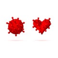 Two realistic viruses coronavirus and red heart virus.