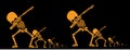 Two rows of skeletons dabbing