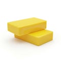 Two rectangular blocks of bright yellow soap stacked on top of each other Royalty Free Stock Photo