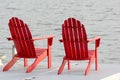 Two Red Adirondack Chairs Royalty Free Stock Photo