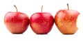 Two Red Apple and Bitten Apple Isolated Royalty Free Stock Photo
