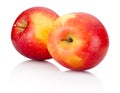 Two red apples fruits on white background
