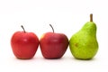 Two red apples and one green pear Royalty Free Stock Photo