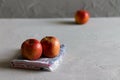 Apples on a napkin, close-up Royalty Free Stock Photo