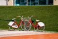 Two Red Beach Cruiser Bikes