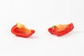 Two red bell pepper quarters Royalty Free Stock Photo