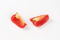 Two red bell pepper quarters Royalty Free Stock Photo