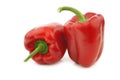 Two red bell peppers `capsicum` Royalty Free Stock Photo