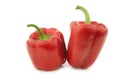 Two red bell peppers `capsicum` Royalty Free Stock Photo