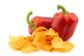 two red bell peppers and paprika chips Royalty Free Stock Photo