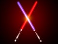 Two red and blue 3d light future swords fight Royalty Free Stock Photo