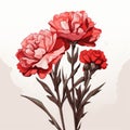 Delicate Pink Carnations In Etam Cru Style: Detailed And Minimalist Illustration