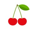 Two red cherries with leaf icon Royalty Free Stock Photo