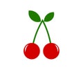 Two red cherries with leaf icon Royalty Free Stock Photo