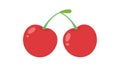 Two red cherries with stems and leaf fruit graphic icon , vector design Generative AI Royalty Free Stock Photo