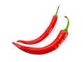 Two red chilly pepper isolated Royalty Free Stock Photo