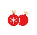 Two red Christmas balls ornaments on white background. Royalty Free Stock Photo