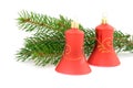 Two red christmas bells Royalty Free Stock Photo