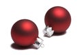 Two Red Christmas Ornaments on White