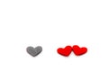 Two red couple heart and dark broken heart