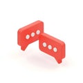 Two red chat bubbles with white dots on a white background speech bubble message Royalty Free Stock Photo