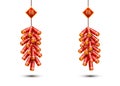 Two red 3D firecrackers or cannons on a white background.Banger for asian holiday. Spring festival greeting card element