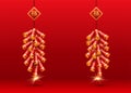 Two red 3D firecrackers or cannons on a white background.Banger for asian holiday. Spring festival greeting card element