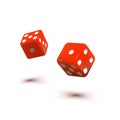 Two red dice cubes for gambling. Casino craps and playing games vector illustration. Poker cubes rolling with shades Royalty Free Stock Photo