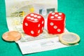 Two red dice Royalty Free Stock Photo