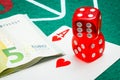 Two red dice with euros Royalty Free Stock Photo