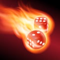 Two red dice in fire. Royalty Free Stock Photo