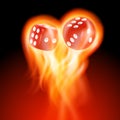 Two red dice in fire. Royalty Free Stock Photo