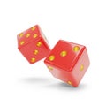 Two red dice with gold dots isolated on white background. 3d illustration Royalty Free Stock Photo