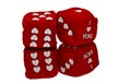 Two red dice with hearts as numbers and with text I love you Royalty Free Stock Photo