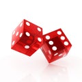 Two red dice isolated on white background Royalty Free Stock Photo