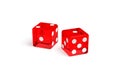 Two red dice isolated on white background. 3d illustration Royalty Free Stock Photo