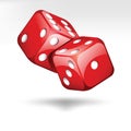 Two red dice on white Royalty Free Stock Photo