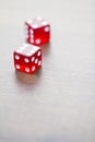 Two Red Dices Isolated on Desktop Royalty Free Stock Photo