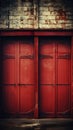 Two red doors in a garage. AI Royalty Free Stock Photo